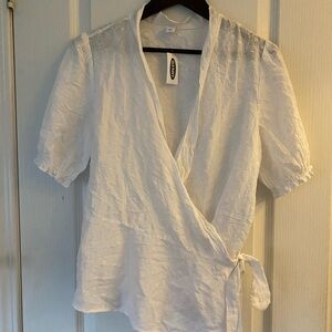NWT Old Navy White Eyelet Wrap Around Blouse